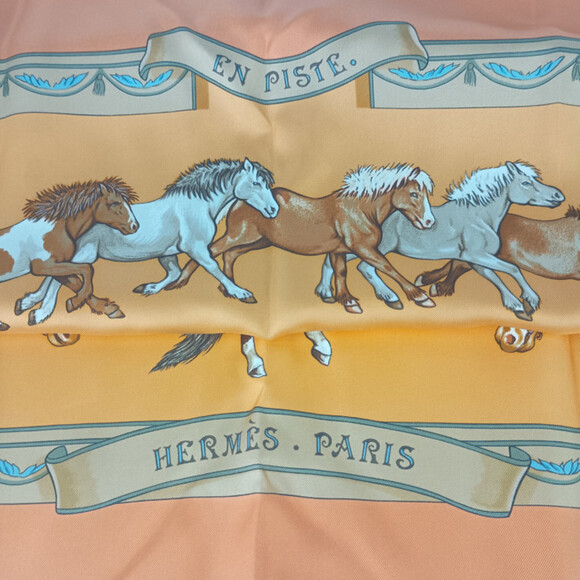 HERMES Orange Silk Scarf - Picture 5 of 7
